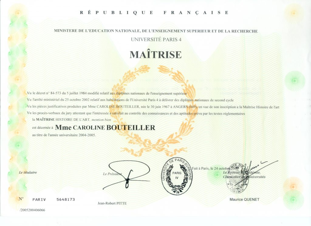 Maitrise Histoire de l&rsquo;Art