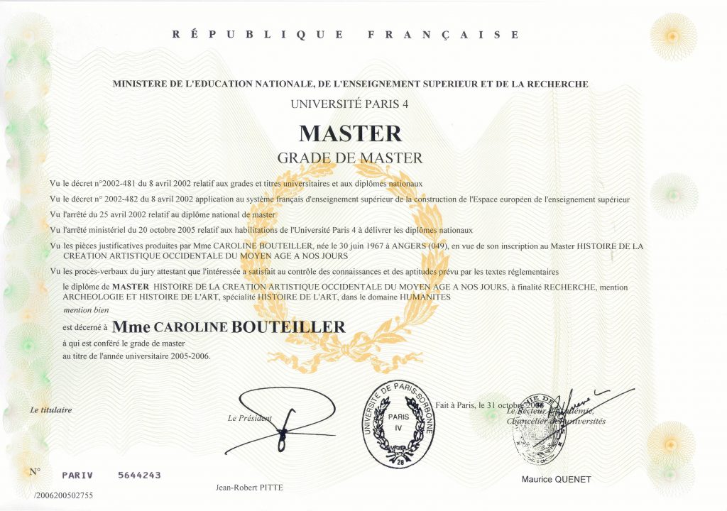 Master II Histoire de l&rsquo;Art